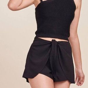 Black front wrap shorts